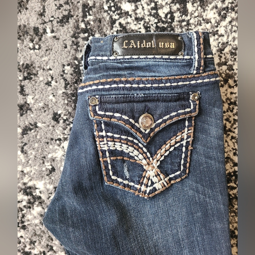 L.A. idol Women's Straight-Leg Jeans - Dark Blue Wash